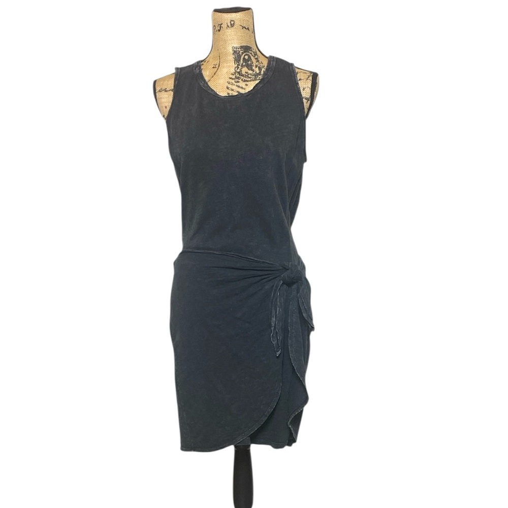 Charcoal Sleeveless Half Wrap Dress M